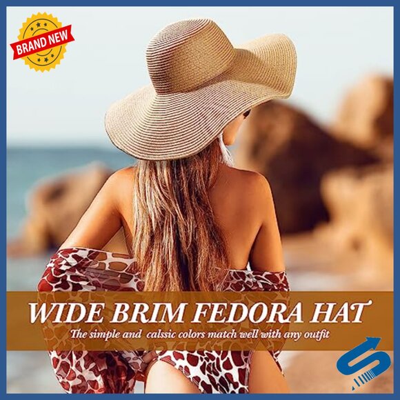 8 Pack Foldable Straw Sun Hats Wide Brim UV Protection Beach Travel main image 7